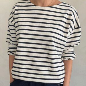 Le Bon Shoppe - Marseille Boat Neck Top - Navy Stripe (XS/S)